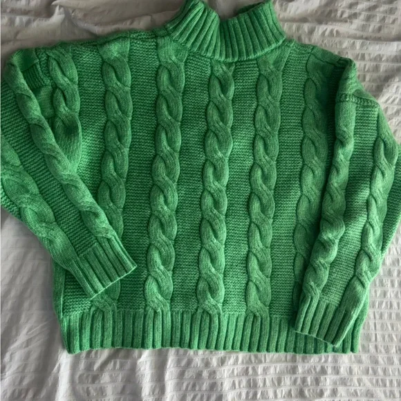 Kohl's Vibrant Green Cable Knit Turtleneck Sweater - Picture 3 of 3